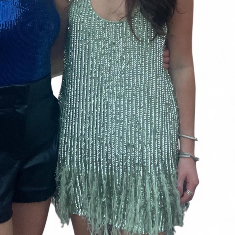 NBD Green Sequin Embellished Sundress